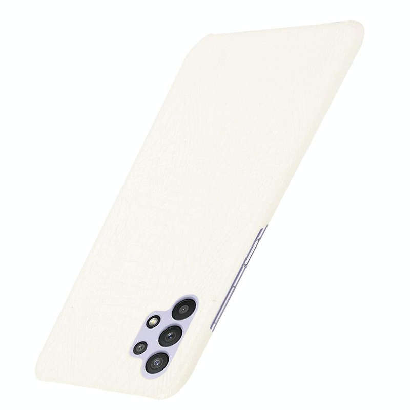 For Samsung Galaxy A32 4G European version Shockproof Crocodile Texture PC + PU Case(White)