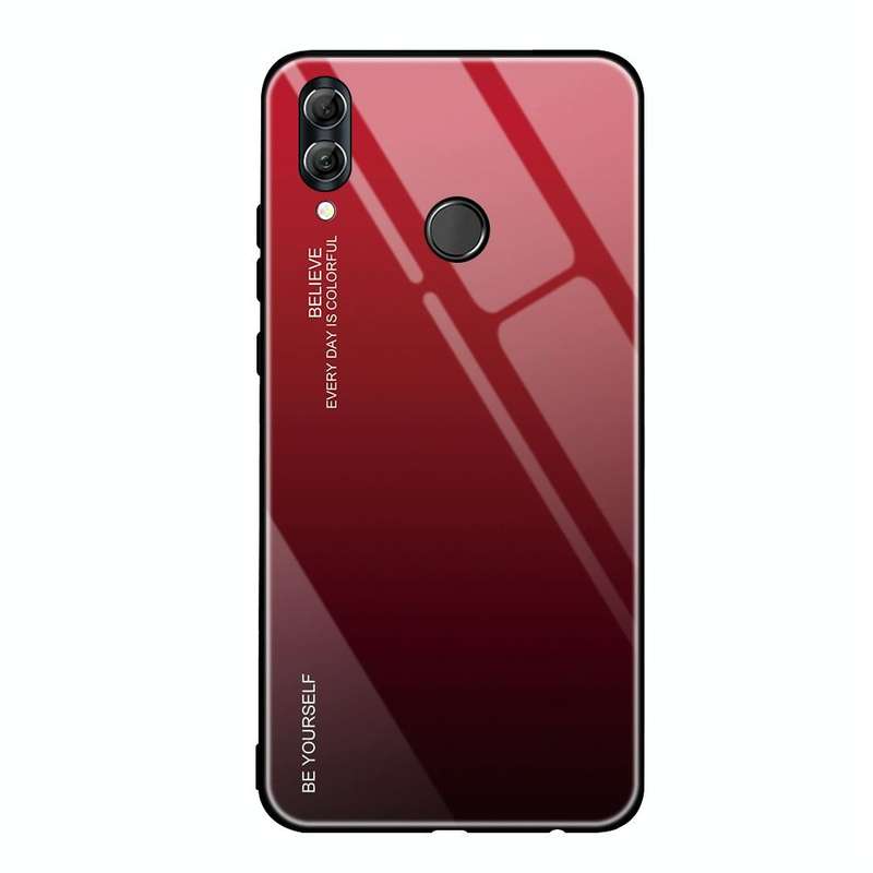 For Huawei Honor 10 Lite Gradient Color Glass Case(Red)