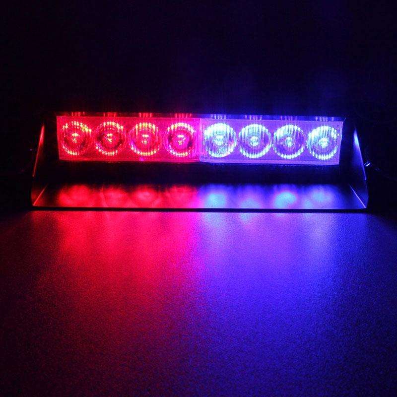 8W 800LM 8-LED Red + Blue Light 3-Modes Adjustable Angle Car Strobe Flash Dash Emergency Light Wa...