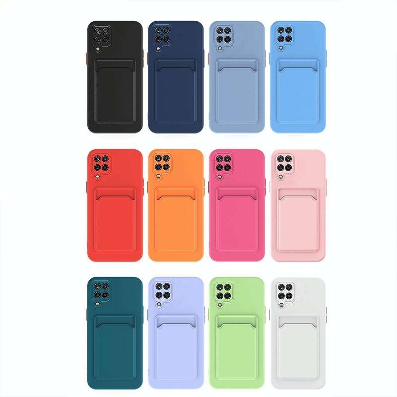 For Samsung Galaxy A22 5G Skin Feel Card TPU Contrast Color Button Phone Case(Dark Green)