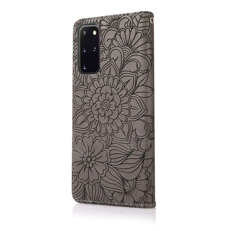 For Samsung Galaxy S20+ Skin Feel Embossed Sunflower Horizontal Flip Leather Case with Holder & C...