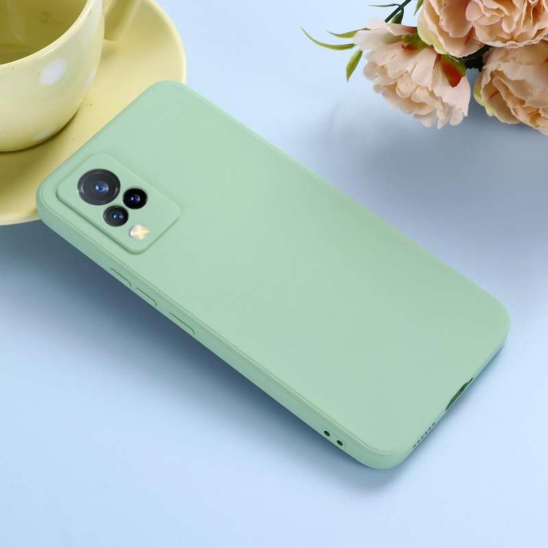 For vivo V21 5G / 4G Solid Color Liquid Silicone Shockproof Full Coverage Protective Case(Green)
