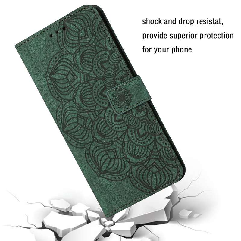 For Samsung Galaxy A33 5G Mandala Embossed Flip Leather Phone Case(Green)