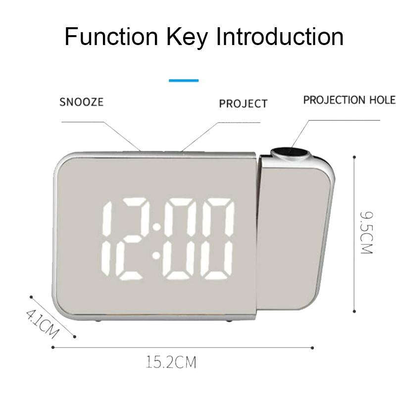 8590 LED Mirror Projection Automatic Semi-bright Electronic Clock(Black Shell+White Light)