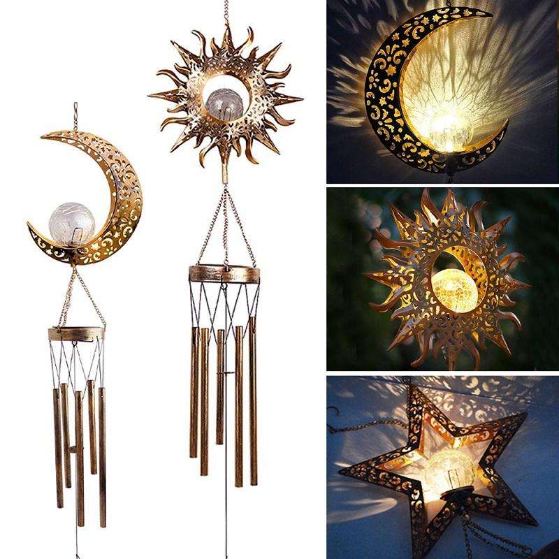 Solar Suspending Iron Wind Chime Lamp(Moon)