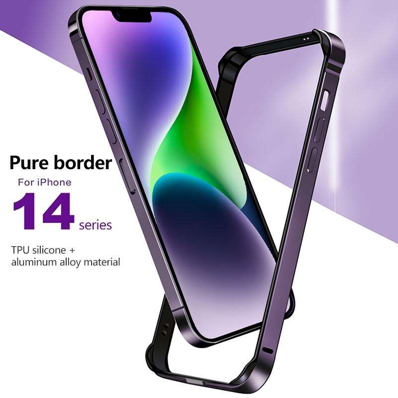 For iPhone 14 TPU + Aluminum Alloy Frame Phone Case(Blue)