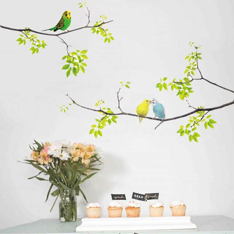 Fresh Branches Birds Wall Sticker Living Room TV Sofa Background Decoration