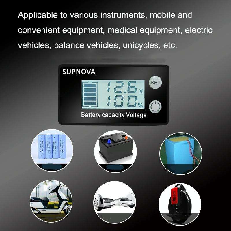SUPNOVA LCD Two-wire Voltage and Electricity Meter DC Digital Display Voltmeter(White)