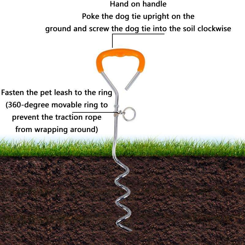 Outdoor Pet Leash Stainless Steel Ground Nail Fixing Bolt, Specification Upgrade + Wire Rope