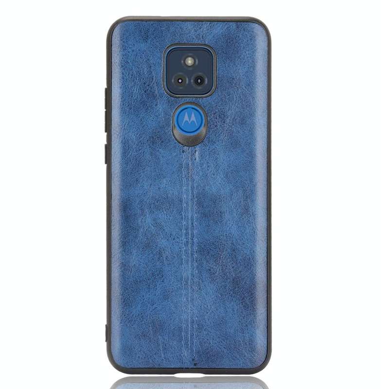 For Motorola Moto G Play (2021) Shockproof Sewing Cow Pattern Skin PC + PU + TPU Case(Blue)