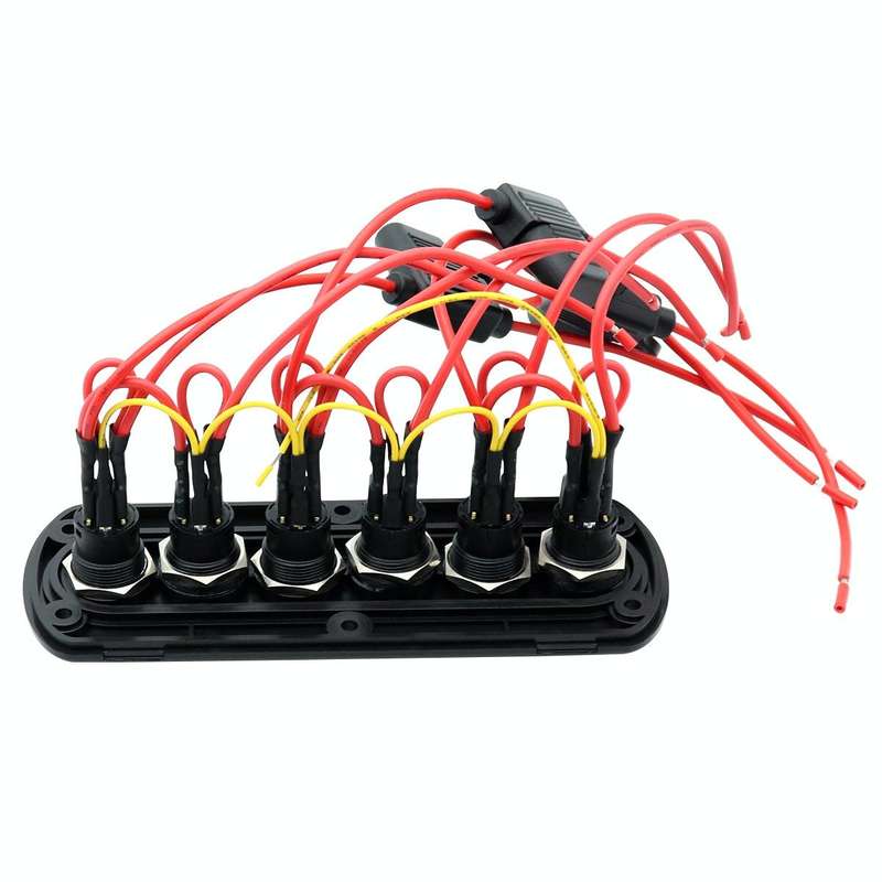 Yacht / RV Modified 6-position Button 12V 20A IP66 Carbon Fiber Panel Switch (Red Light)