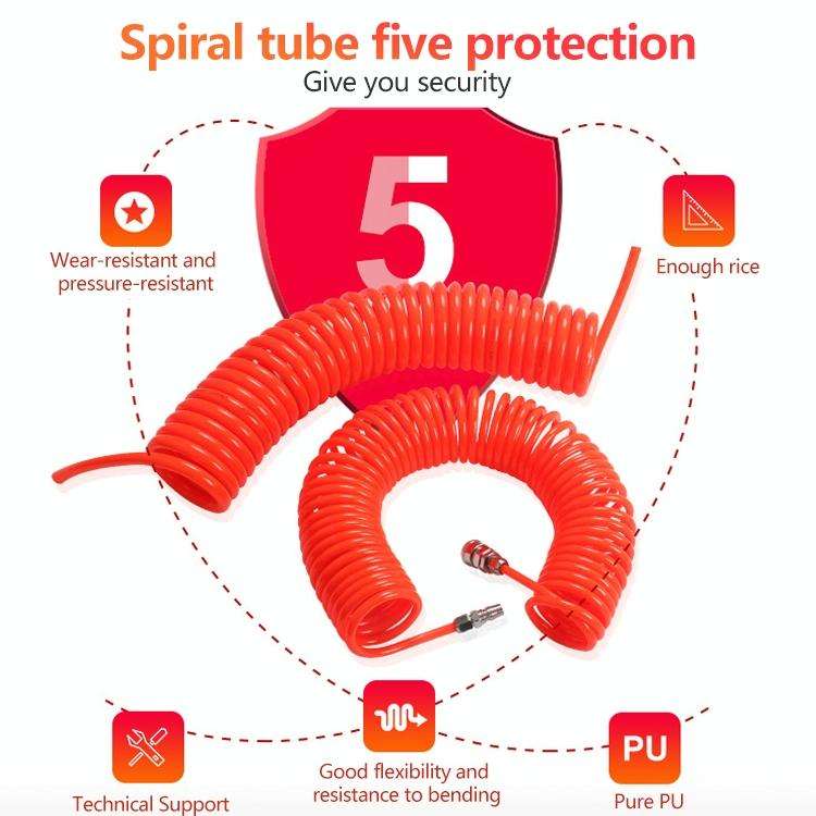 LAIZE Compressor Air Flexible PU Spring Tube with Connector, Specification:10x6.5mm, 15m