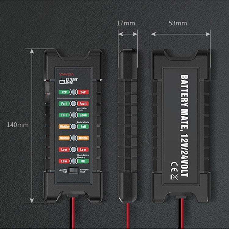 YAWOA BM410 Storage Battery Tester 12V/24V Load Test LED Smart Car Battery Tester Clip