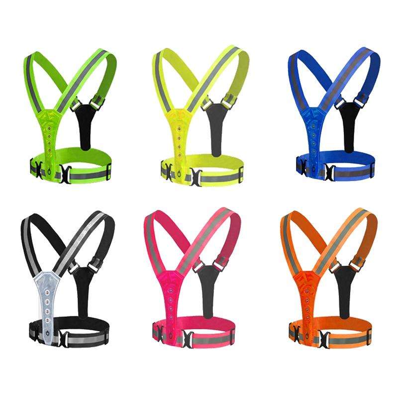 LED Reflective Vest High Stretch Outdoor Reflective Vest Traffic Safety Reflective Clothing(Pink)