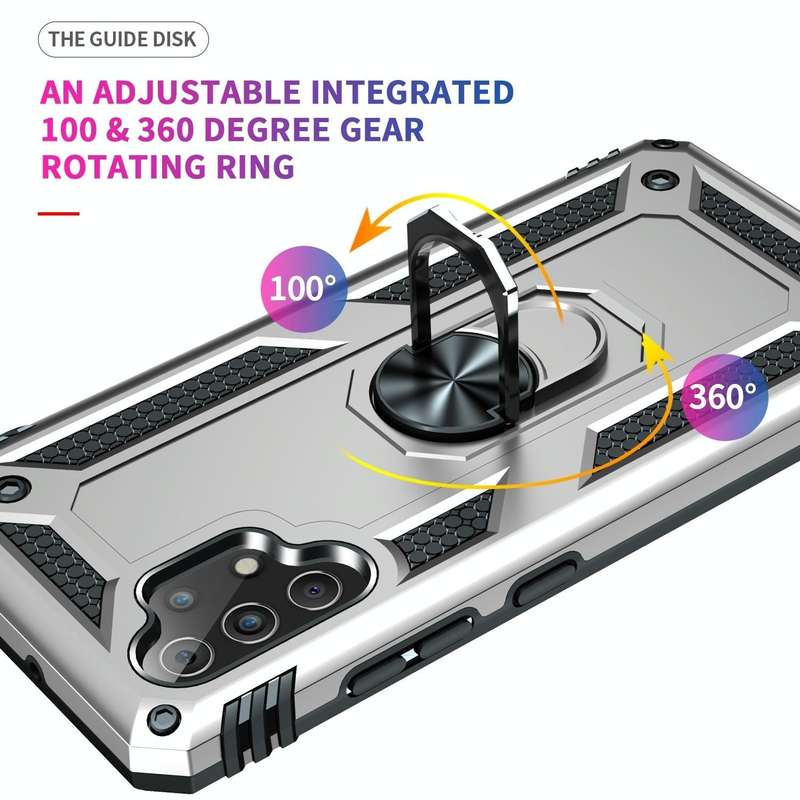 For Samsung Galaxy A53 / A53s Armor Shockproof Phone Case with Ring Holder(Silver)