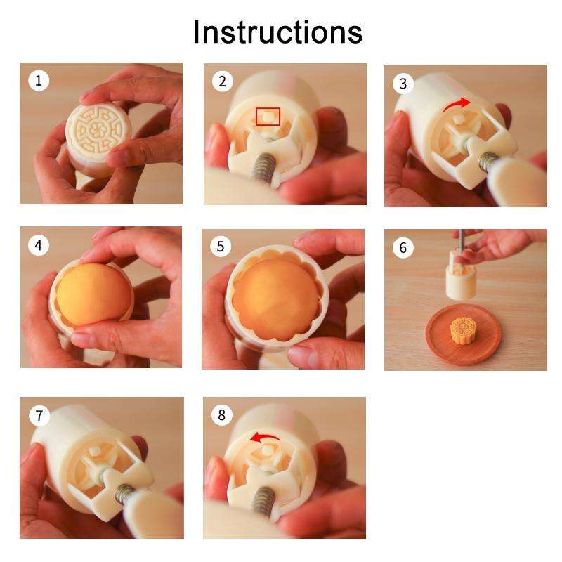 2 PCS Moon Festival Round Hand-Pressed Pastry Mold Baking Tools, Model: 36