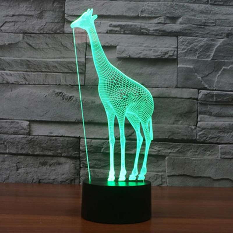 Giraffe Style 3D Touch Switch Control LED Light , 7 Color Discoloration Creative Visual Stereo La...