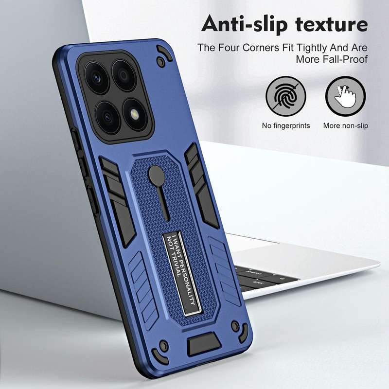 For Honor X8a 2023 Variety Brave Armor Finger Loop Holder Phone Case(Blue)