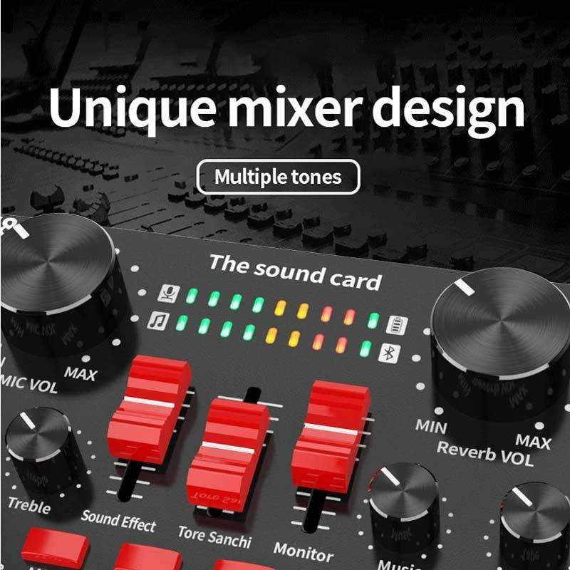 V8S Sound Card Mobile Phone Computer Anchor Live K Song Recording Microphone, Specification: Engl...