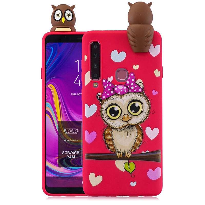 For Galaxy A9 (2018) Shockproof Cartoon TPU Protective Case(Red Owl)