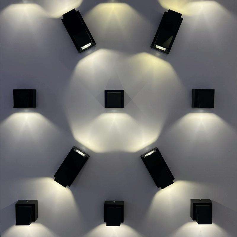 Outdoor Square Waterproof Wall Light, Power: Double K 6W(Warm White)