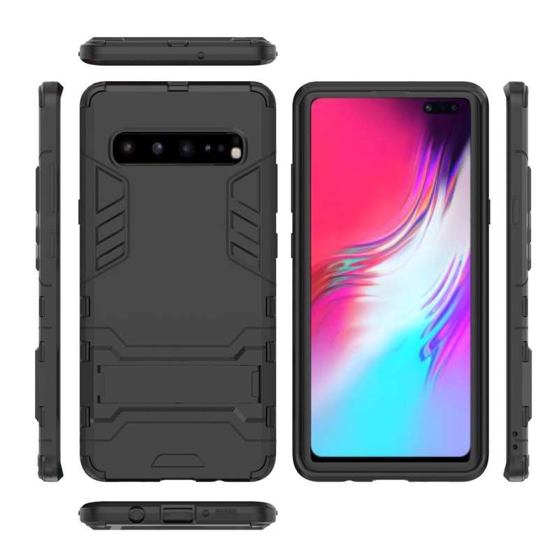 Shockproof PC + TPU Case for Galaxy S10 5G, with Holder(Black)