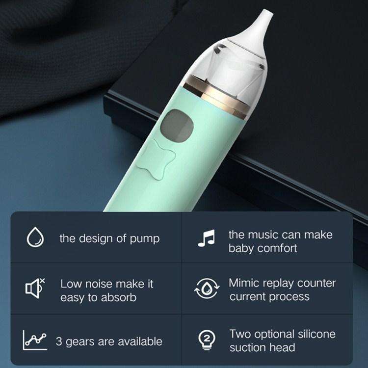 Music Baby Nasal Aspirator Newborn Electric Snot Cleaner(Light Green)