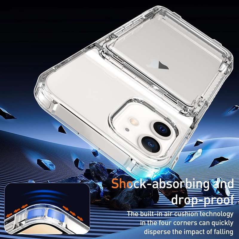 For iPhone 12 / 12 Pro Crystal Clear Flip Card Slot Phone Case(Transparent)