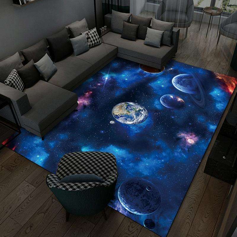 3D Visual Cartoon Cosmic Planet Living Room Carpet, Size: 50x80cm(Cosmic Planet 4)