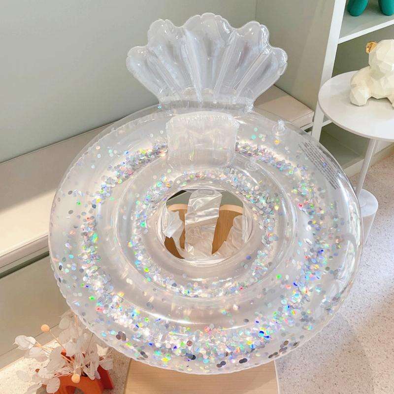 Children Adult Cartoon Inflatable Swimming Ring, Pattern: Sequin Silver Fish Tail Lap
