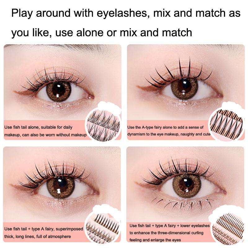 BQI B7229 Lightweight Natural Curling Three-dimensional Slim False Eyelashes, Style: Type A+Fisht...