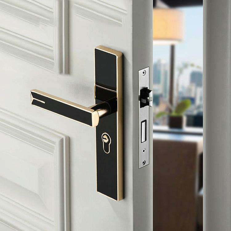 Mute Strong Magnetic Aluminum Alloy Interior Door Lock Door Bedroom Hardware Handle Lock, Color:B...