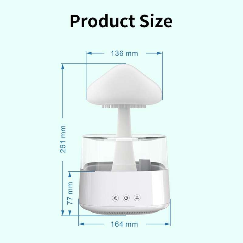 CH08 450ml Rain Humidifier Mushroom Cloud Colorful Night Lamp Aromatherapy Machine, Style: With R...