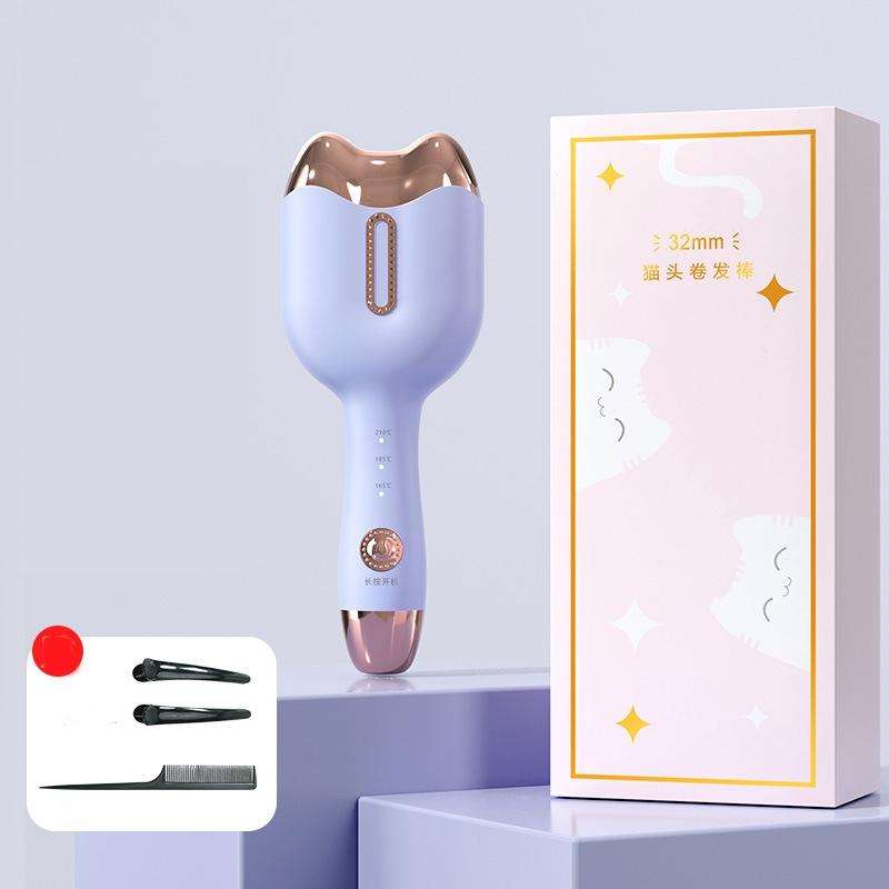 LC-101 32mm Cat Paw Egg Roll Hair Curler 3 Level Temperature Control Curling Iron ,EU Plug(Blue)