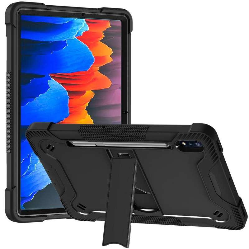 For Samsung Galaxy Tab S8 / Galaxy Tab S7 Silicone + PC Shockproof Protective Case with Holder(Bl...