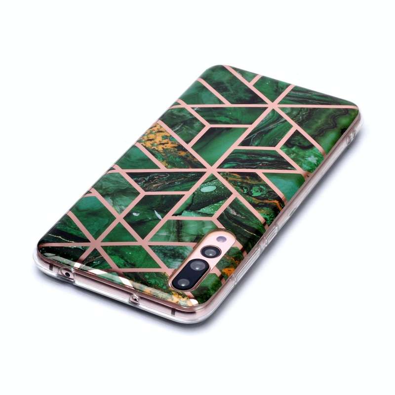 For Huawei P20 Pro Plating Marble Pattern Soft TPU Protective Case(Green)