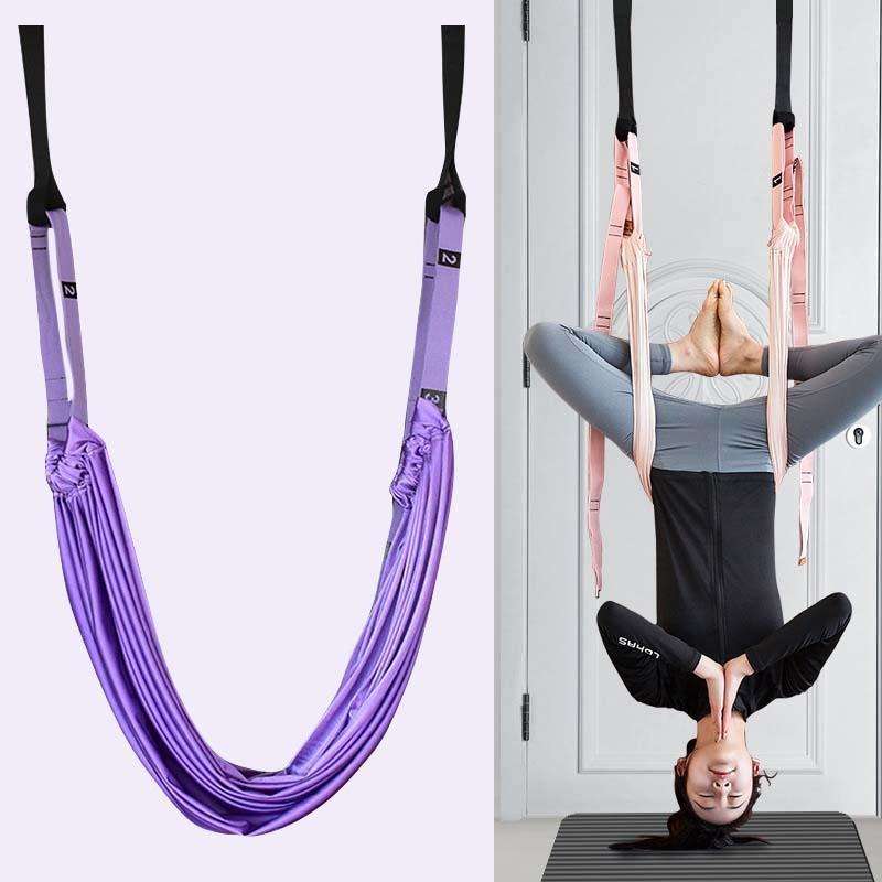 2 in 1 Home Yoga Hammock Indoor Stretching Sling Stretch Widening Yoga Strap + Door Buckle Storag...