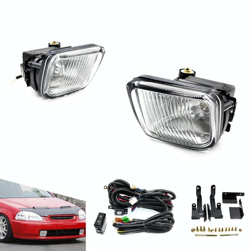 1 Pair Car Modified Front Fog Light for Honda Civic 1996-1998 (White Light)