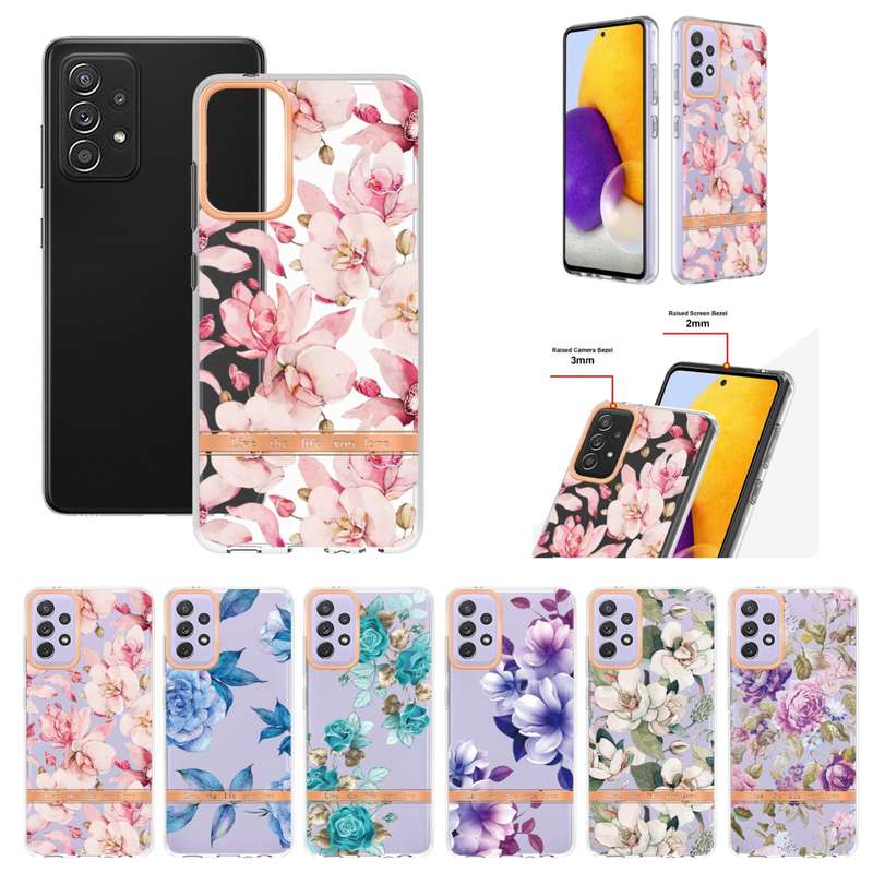 For Samsung Galaxy A72 5G / 4G Flowers and Plants Series IMD TPU Phone Case(Purple Peony)