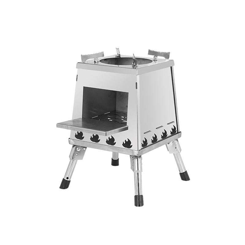 Outdoor Camping Folding Portable Barbecue Wood Stove, Size: Small (Stainless Steel)