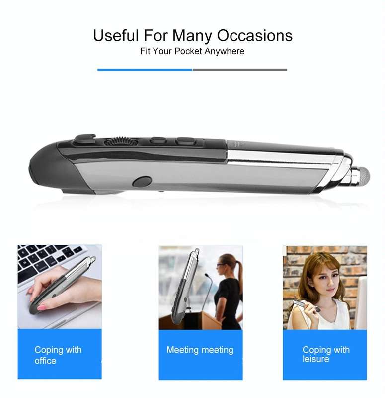 PR-08 6-keys Smart Wireless Optical Mouse with Stylus Pen & Laser Function (Grey)