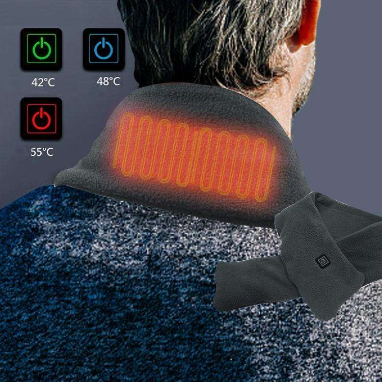 Heated Scarf Three Gear Adjustment Warm Fleece Cold Scarf(Black)