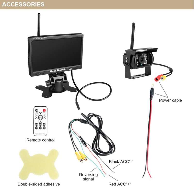 PZ607-W Wireless Vehicle Truck Backup Camera and Monitor Infrared Night Vision Rear View Camera w...