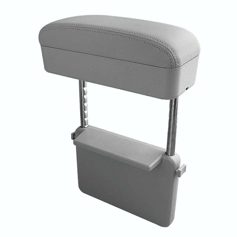 Universal Car PU Leather Wrapped Armrest Box Cushion Car Armrest Box Mat with Storage Box (Grey)