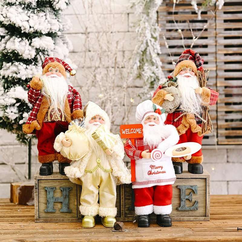 Christmas Decoration Standing Santa Claus Doll Christmas Backpack Old Man Doll Ornaments, Specifi...