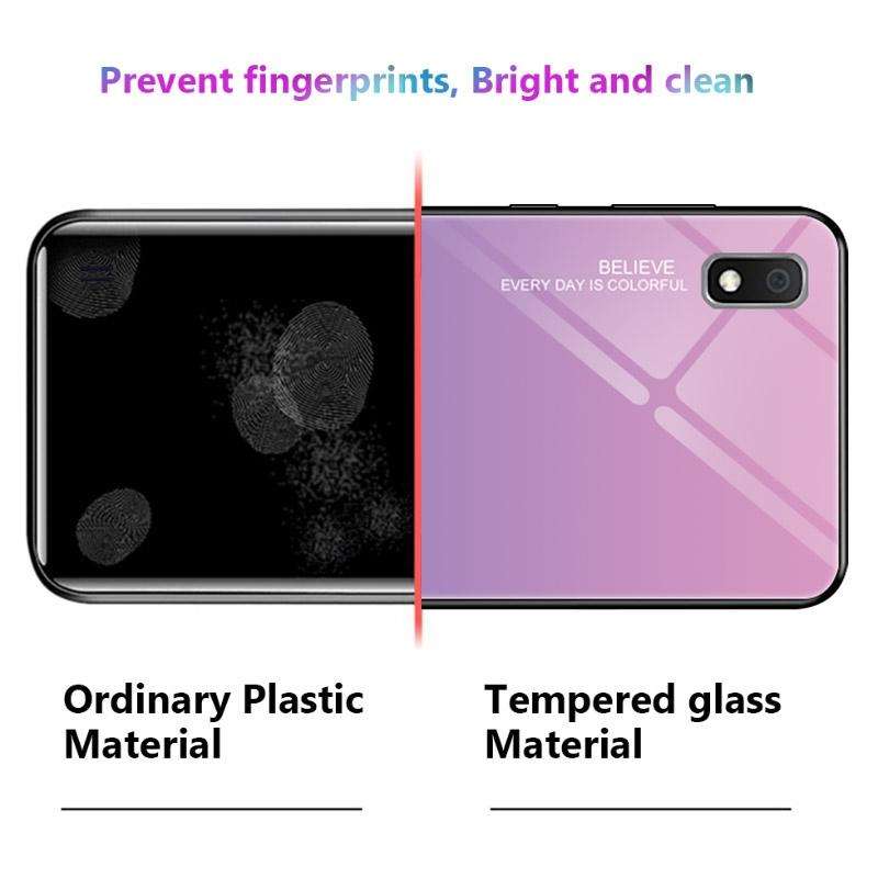 For Galaxy A10 Gradient Color Glass Case(Blue)