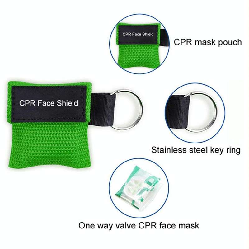 CPR Emergency Face Shield Mask Key Ring Breathing Mask(Green)