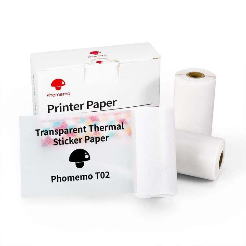 For Phomemo T02 3rolls Bluetooth Printer Thermal Paper Label Paper 50mmx3.5m 20 Years Black on Tr...