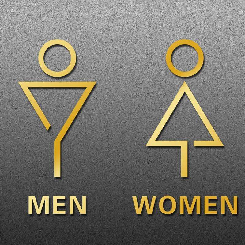 19 x 14cm Personalized Restroom Sign WC Sign Toilet Sign,Style: Triangle-Golden Separate