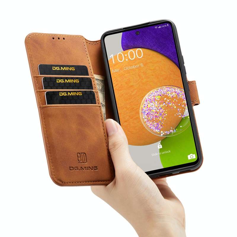 For Samsung Galaxy A53 5G DG.MING Retro Oil Side Horizontal Flip Leather Case with Holder & Card ...